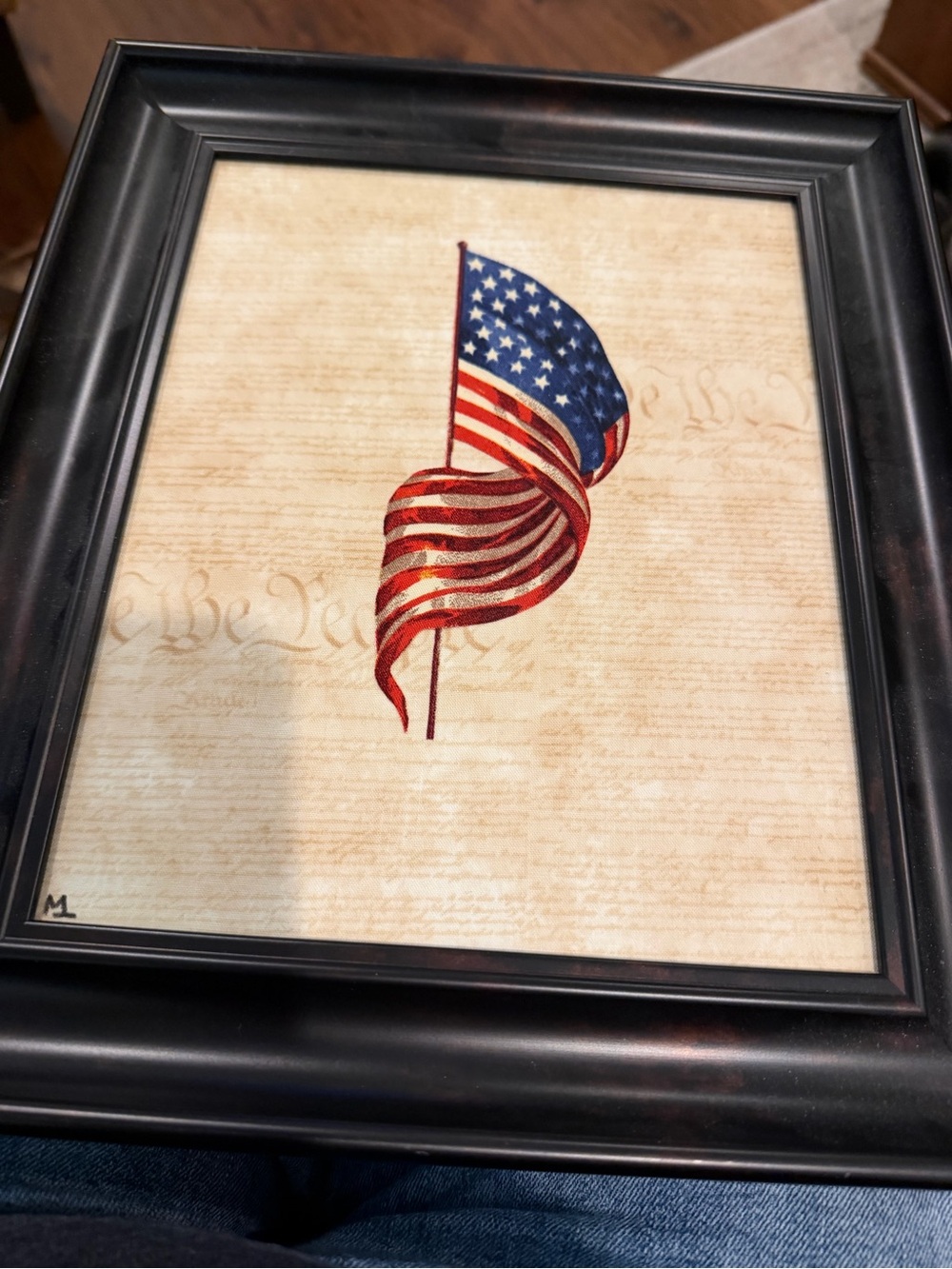 Framed American Flag Wall Art - Patriotic Red, White & Blue